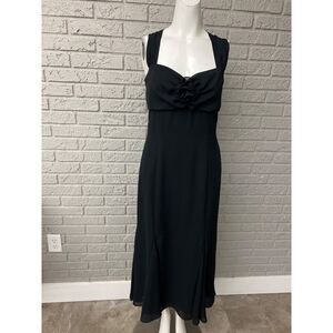 Jessica McClintock Gunne Sax Black Rosette Flounce Hem Dress Size 9/10